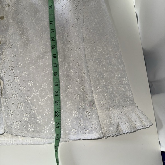 Women's VTG 70s Victorian Style Coquette White Ruffled Sheer Lace Blouse Large - Picture 8 of 11